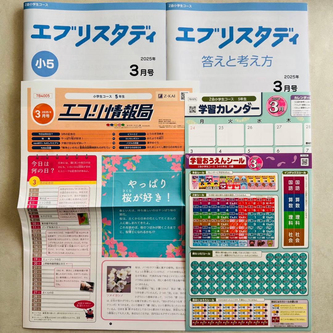 Ｚ会 エブリスタディ 小学5年生 ハイレベル 最新版 1年分