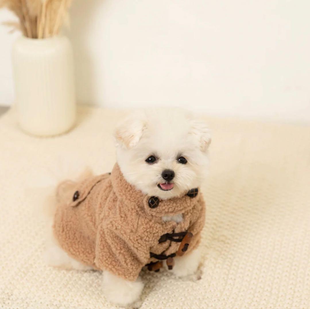 モンシェリ　ダッフルコート　犬服　ベージュSサイズ