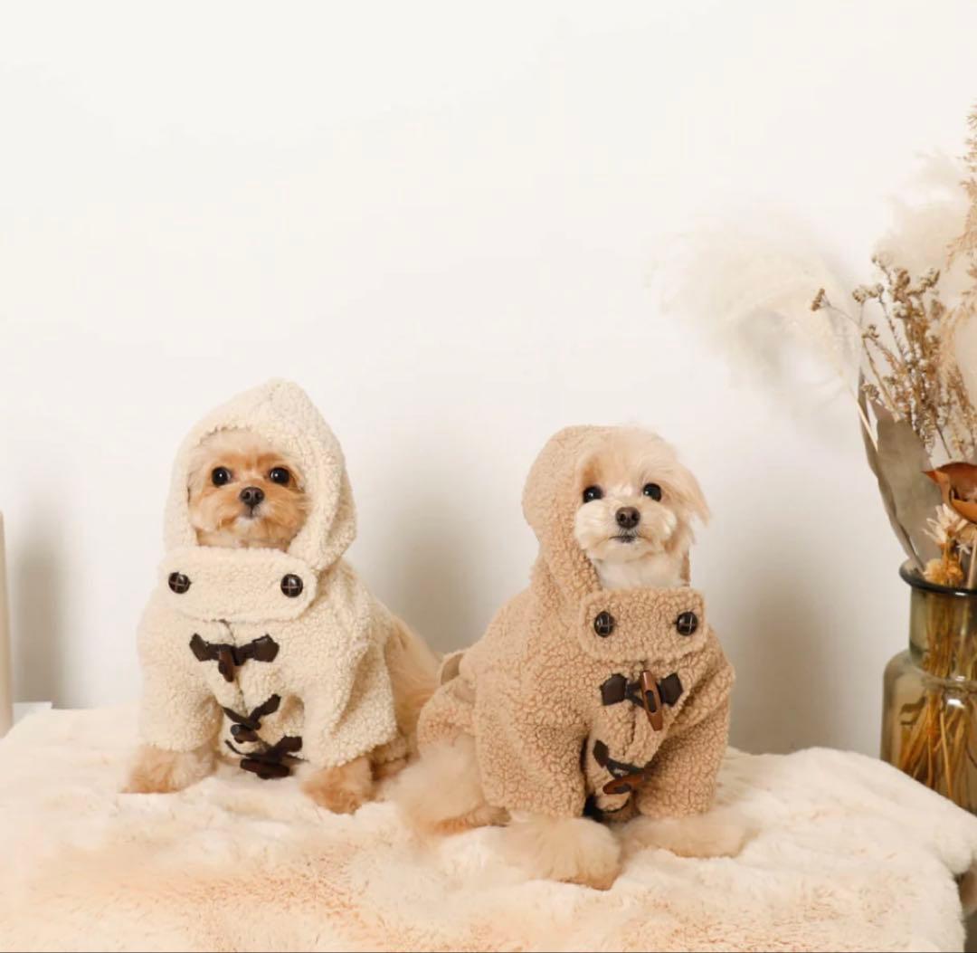 モンシェリ　ダッフルコート　犬服　ベージュSサイズ
