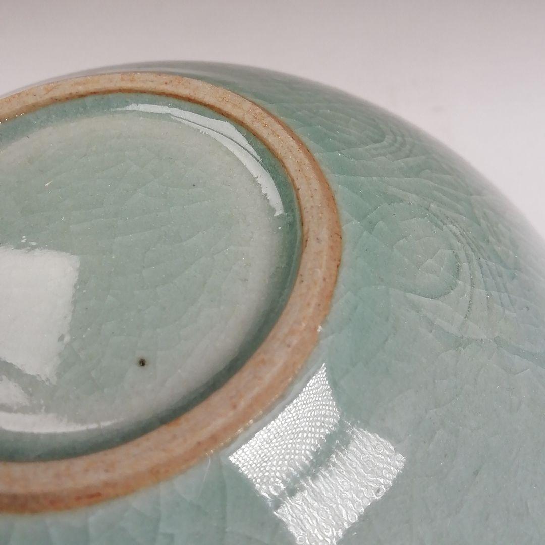 Ｔ９４５　茶碗　『高麗青磁』『又玄　李竒休 作』　共箱　抹茶碗　茶道具