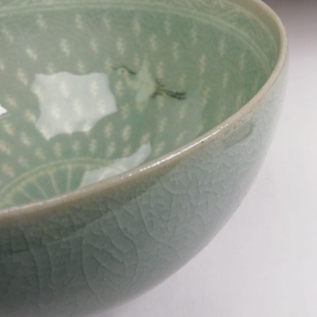 Ｔ９４５　茶碗　『高麗青磁』『又玄　李竒休 作』　共箱　抹茶碗　茶道具