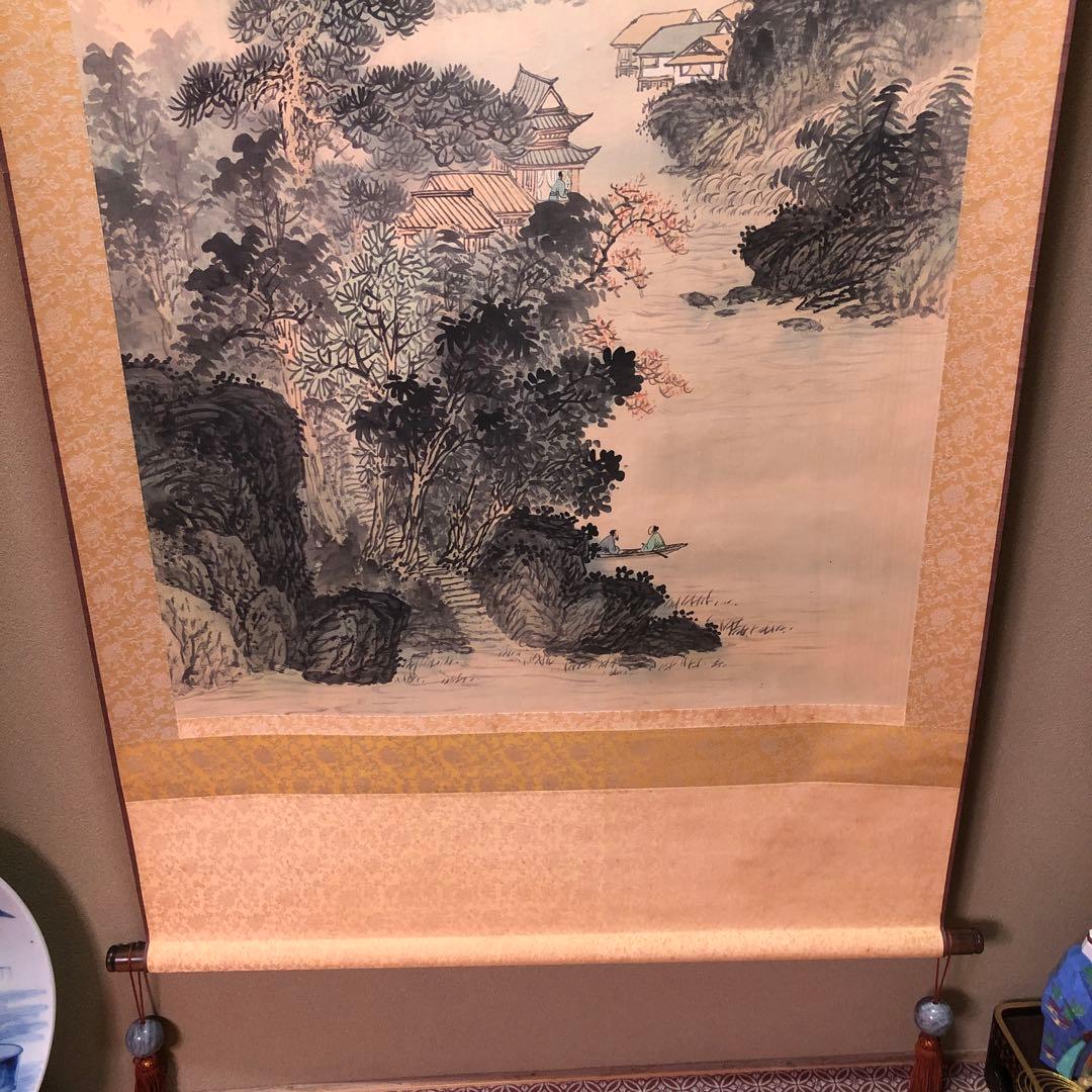 掛け軸　山水画　大型　中国