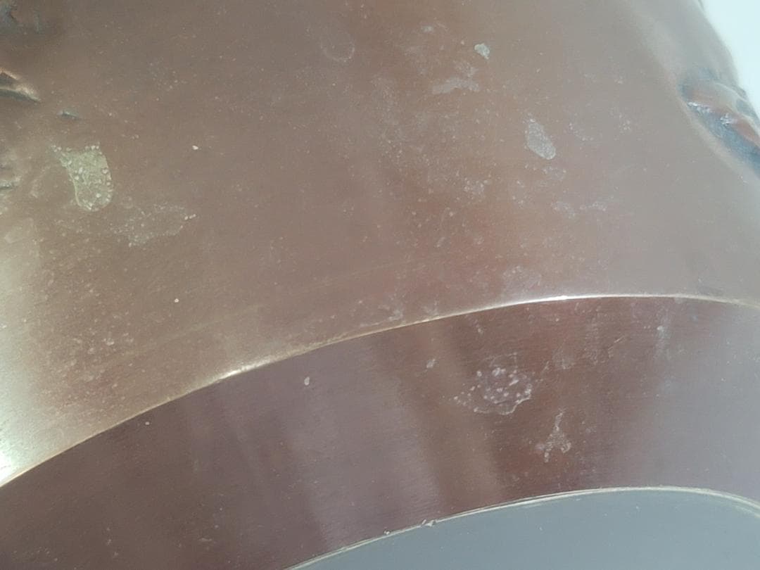 煎茶 銅 楼閣山水紋 霊芝手付 建水 琢斎造 DT322