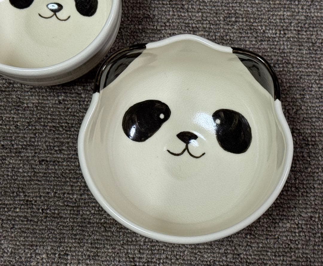 親子パンダ 入れ子茶碗 浅見与し三 京焼