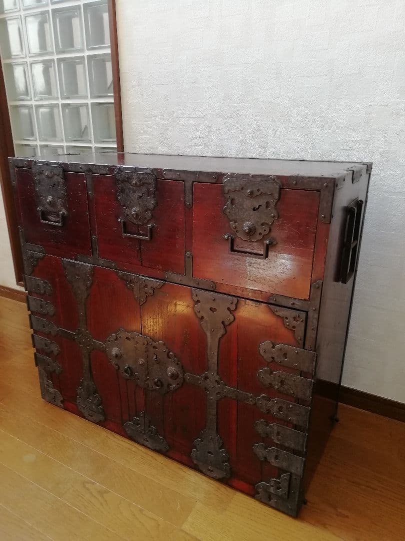 時代物　車箪笥　アンティーク　古家具　漆　古美術