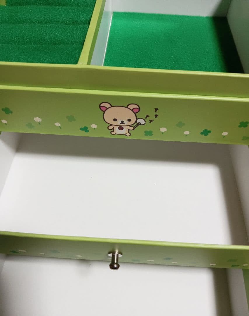 リラックマ　ペーパーBOX　お外でごろん　ジュエリーボックス 引き出し二段　緑