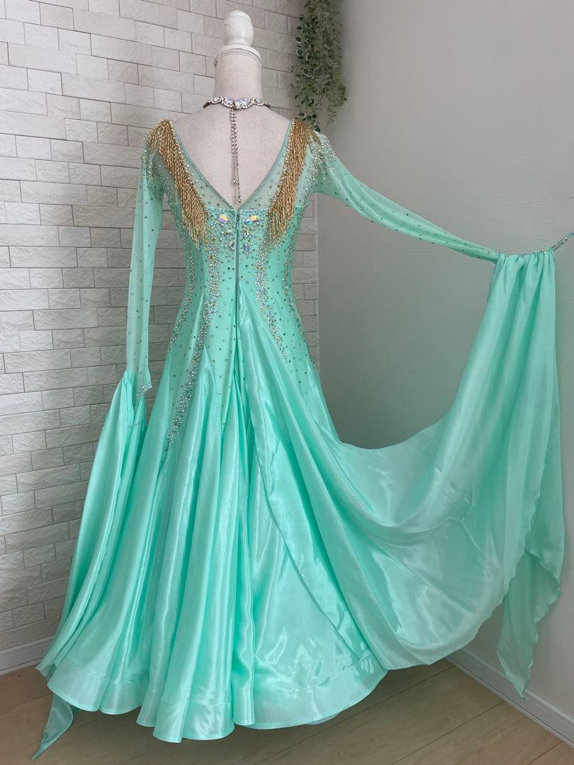社交ダンス 【Chacott】スタンダードドレス ミントグリーン⭐️オーダードレス