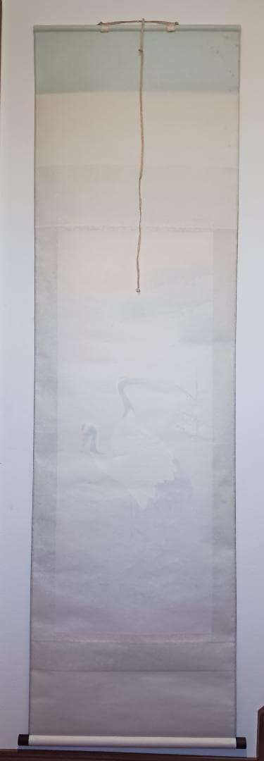 【春雪作】丹頂鶴と亀 松竹梅 美品 高級掛軸 日本画 縁起物