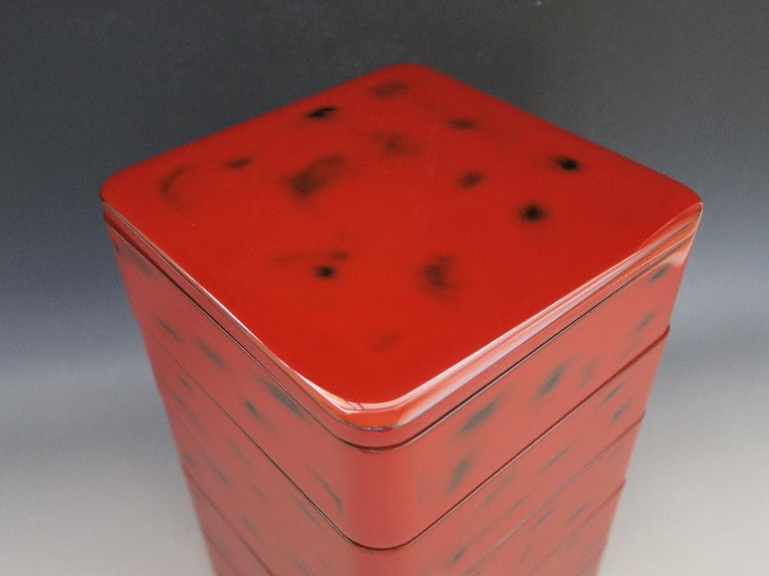 【輪島塗】根来研出 五段重 堅牢優美 徳野漆器店 朱塗 蓋二枚付 天然木 共箱