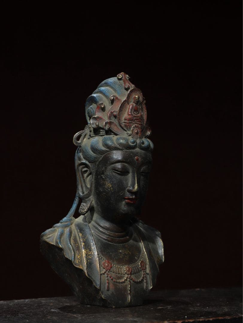 旧家　時代物　純銅拓金 観音様　縁起物　インテリア　古美術 美品