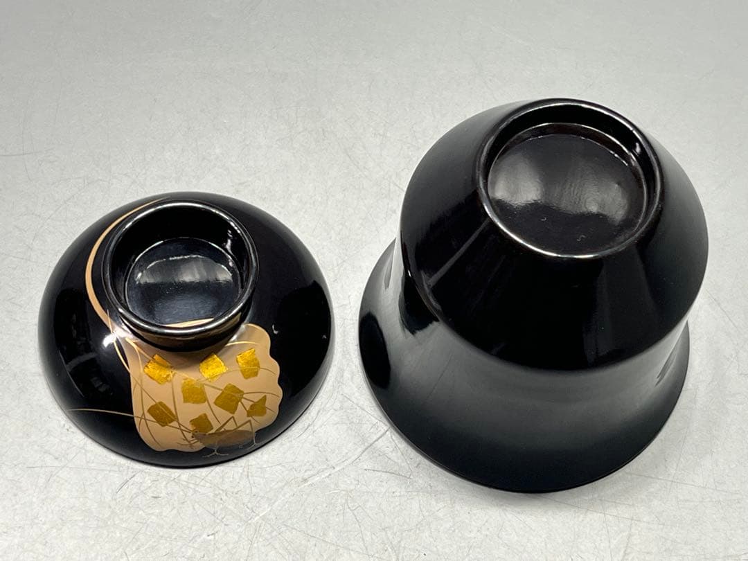 輪島塗　蔦鈴虫　蒔絵　小吸物椀　五客　木製