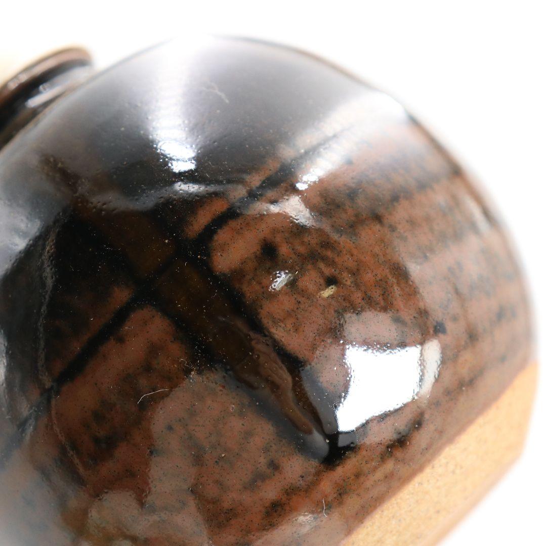 松本鐵山作 唐物 大名物写 珠光文琳茶入 有楽緞子仕覆 茶道具　V914　N9