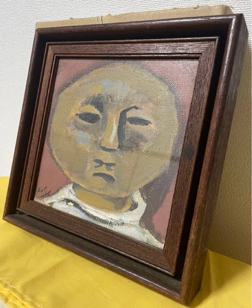 巨匠 脇田 和『顔』油彩 原画 約0号大 鬼貴重 真作保証 1点もの 合箱あり