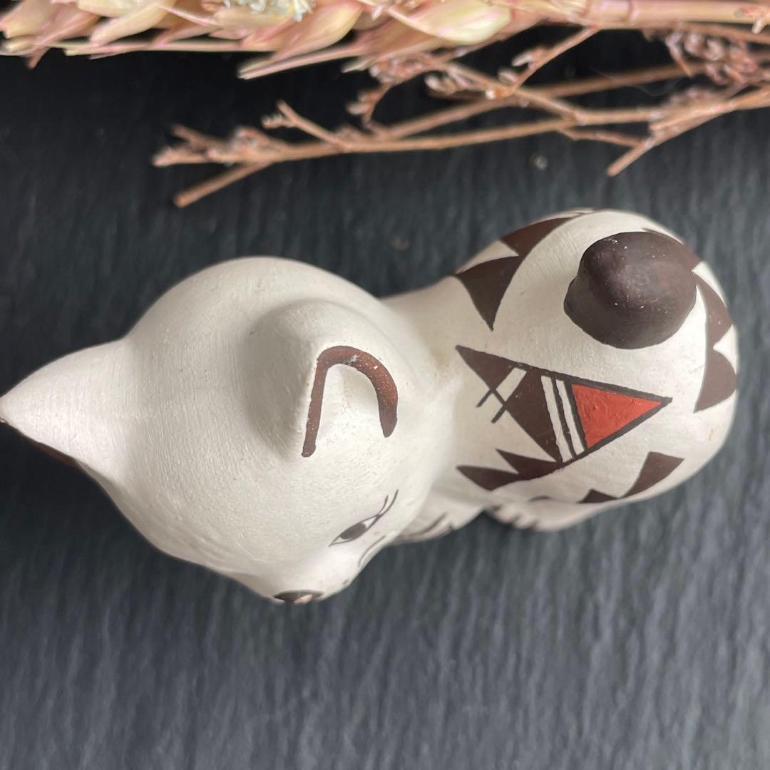 ヴィンテージ アコマ　Acoma　ポッテリー　猫　陶器　ネイティブアメリカン