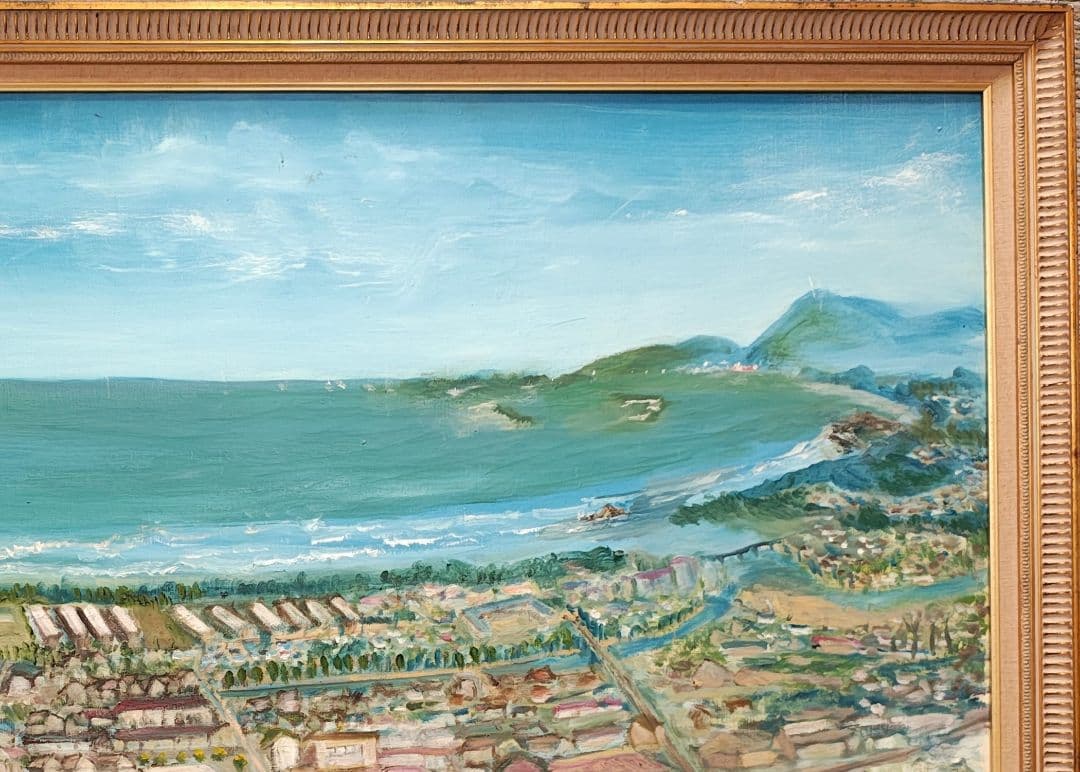 【送料込】F50号 額縁＆油彩画「日向灘」セット 公募展搬入用 裏板なし