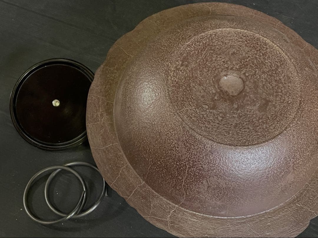 割引‼️【美品】「母」 遠山霰地紋 銀摘み 透木釜 浄清 釜鐶 共箱 （20あ）