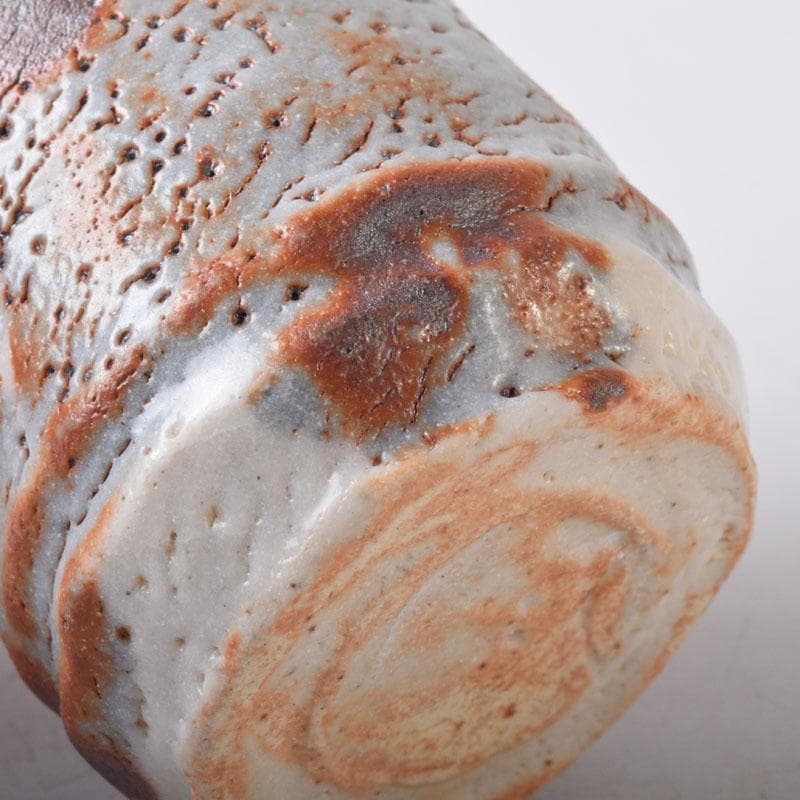 茶道具　鼠志野　林英仁作　茶入　仕覆2点付　共箱　V　7452