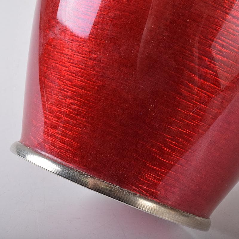 七宝焼　安藤七宝店　旭光釉双鶴文　花瓶　高さ約31㎝　台付　共箱　MR8333B