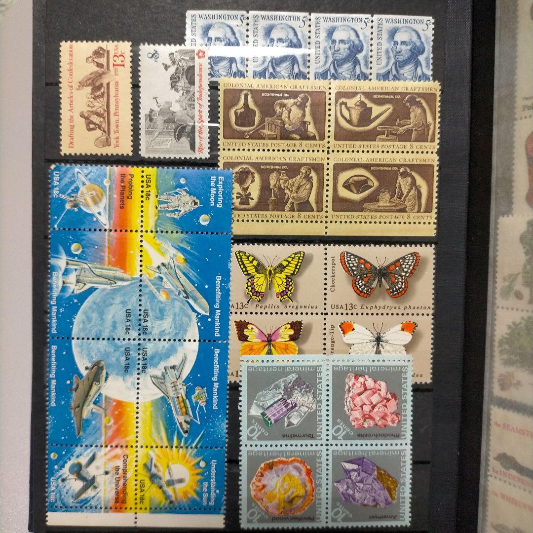 2115 外国切手 アメリカ 大量16ページ分未使用 田型多数 アルバム付き