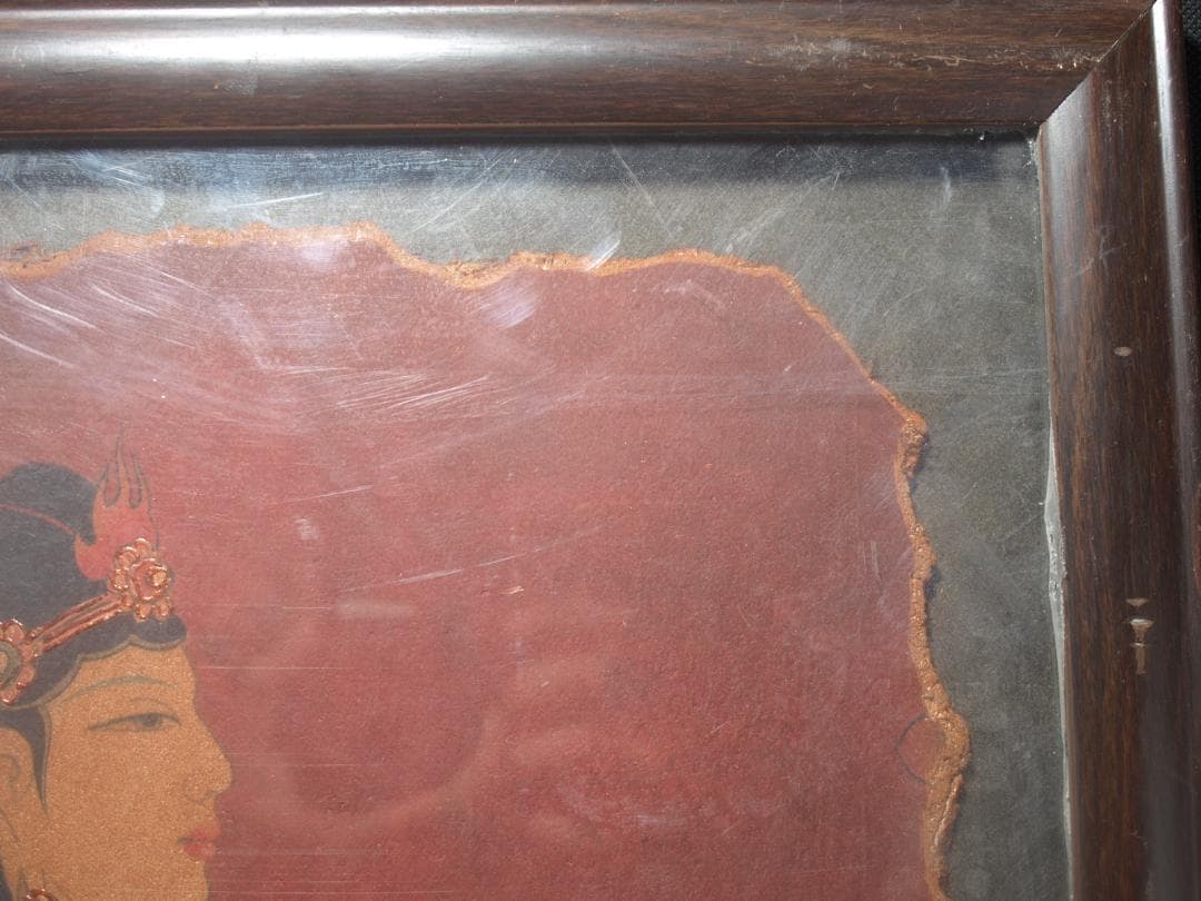 中国唐時代　敦煌莫高窟壁画 彩絵　人物像 発掘品 AK1734A7-2