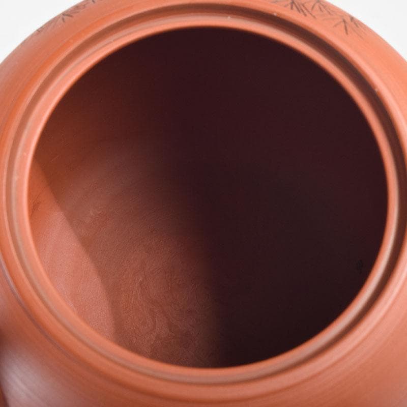 前茶道具　常滑焼　光松作　朱泥　松漢詩刻　横手急須　V　8654