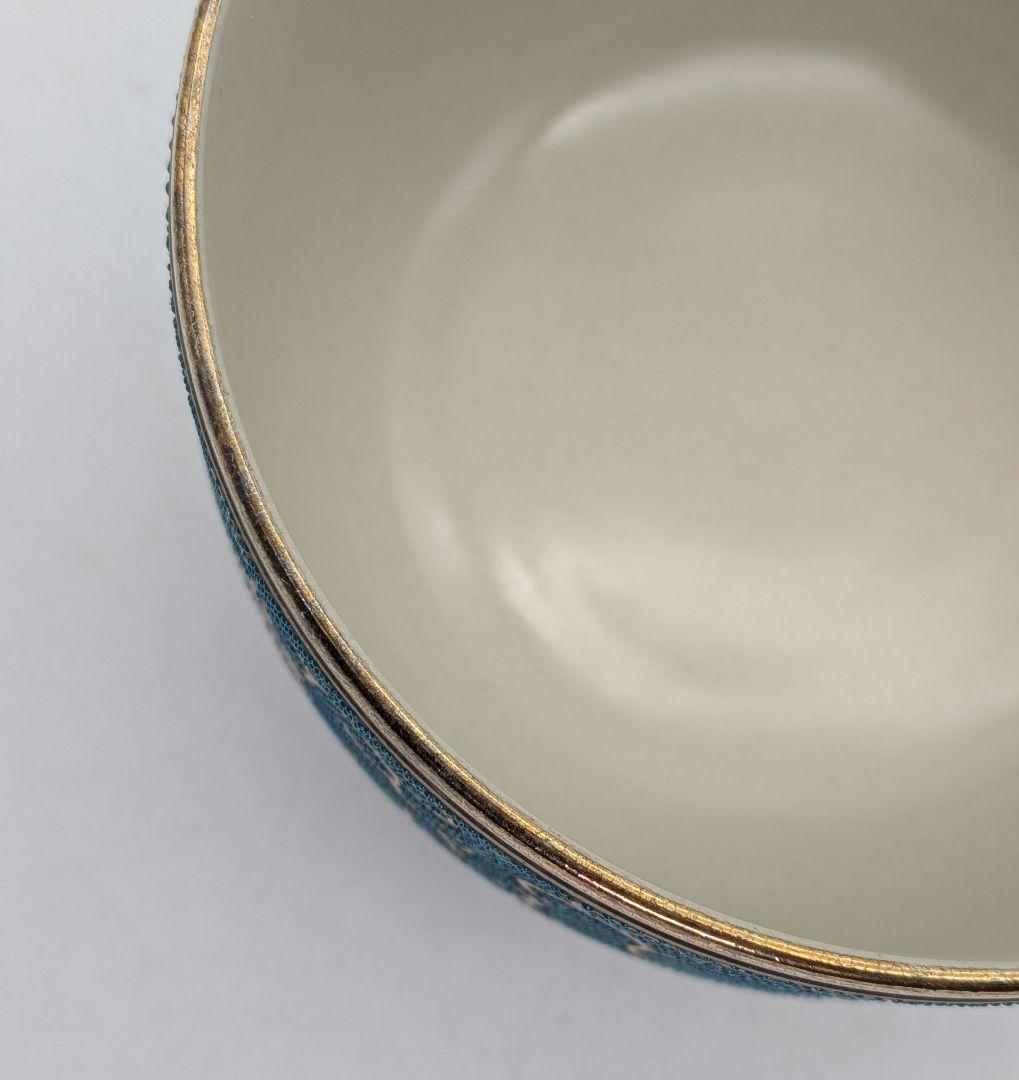 九谷焼 青粒鉄仙茶盌 合箱 抹茶碗 抹茶茶碗 茶道具 茶器 食器 在銘 釉薬