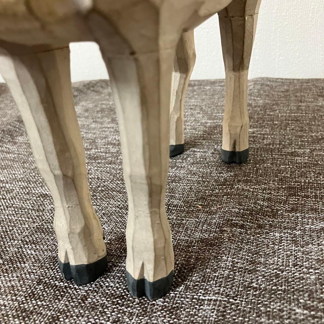 奈良一刀彫　鹿　木彫り人形　奈良蔵出　骨董　アンティーク　春日曼荼羅　おん祭り