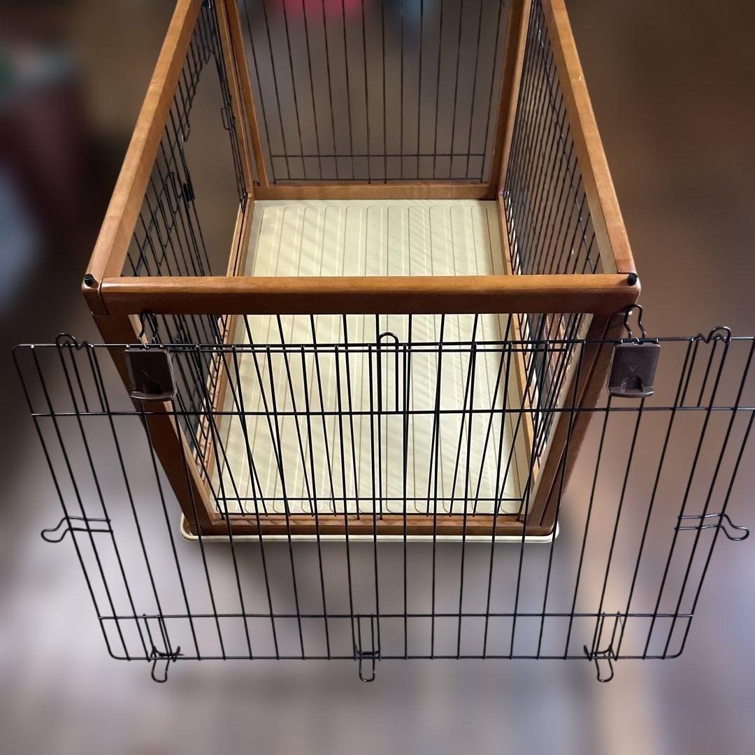 犬用ケージ 小型犬中型犬用 ブラウン　天然木　組み立て簡単　重厚