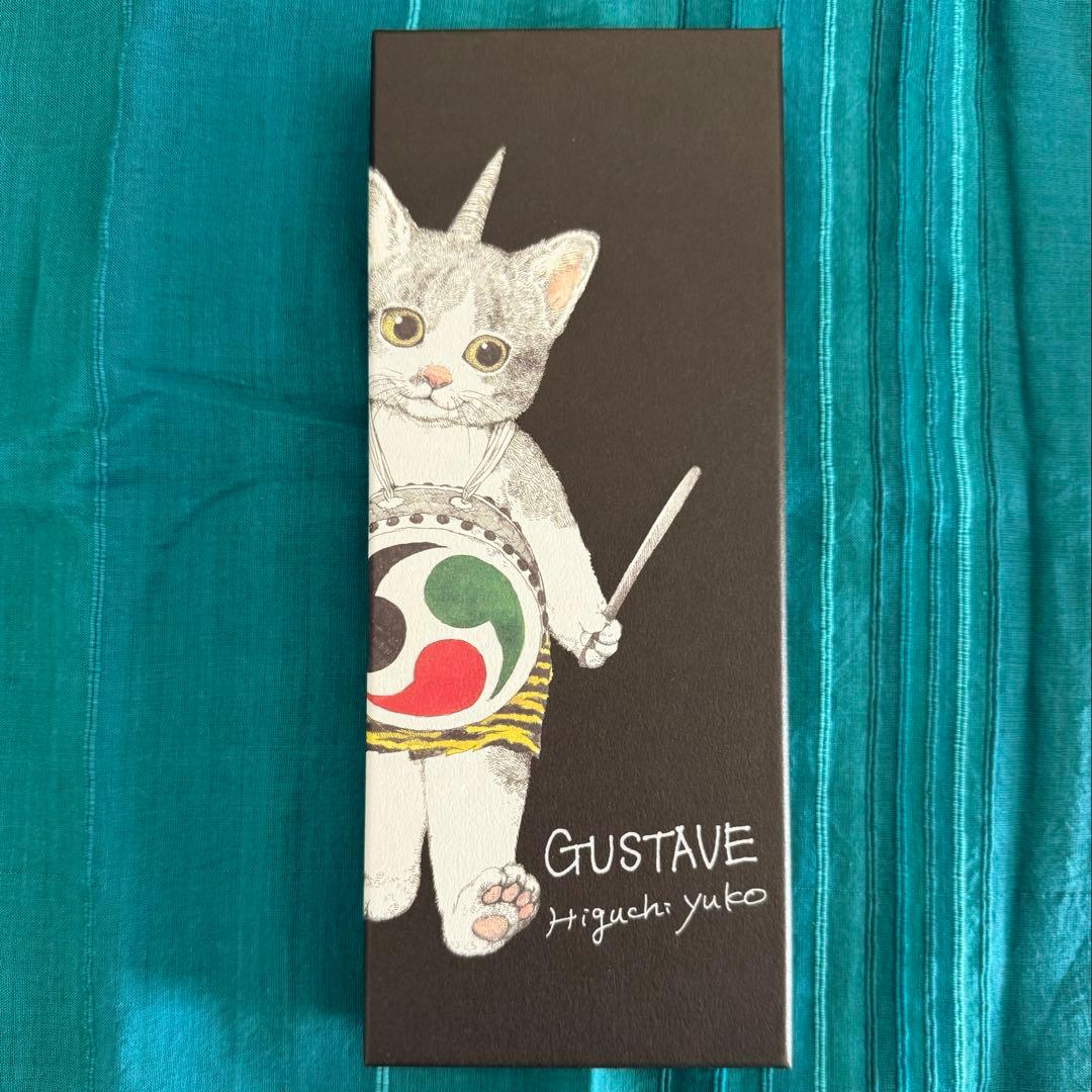 ヒグチユウコ GUSTAVE 風神雷神 猫の扇子 専用箱付き 未使用