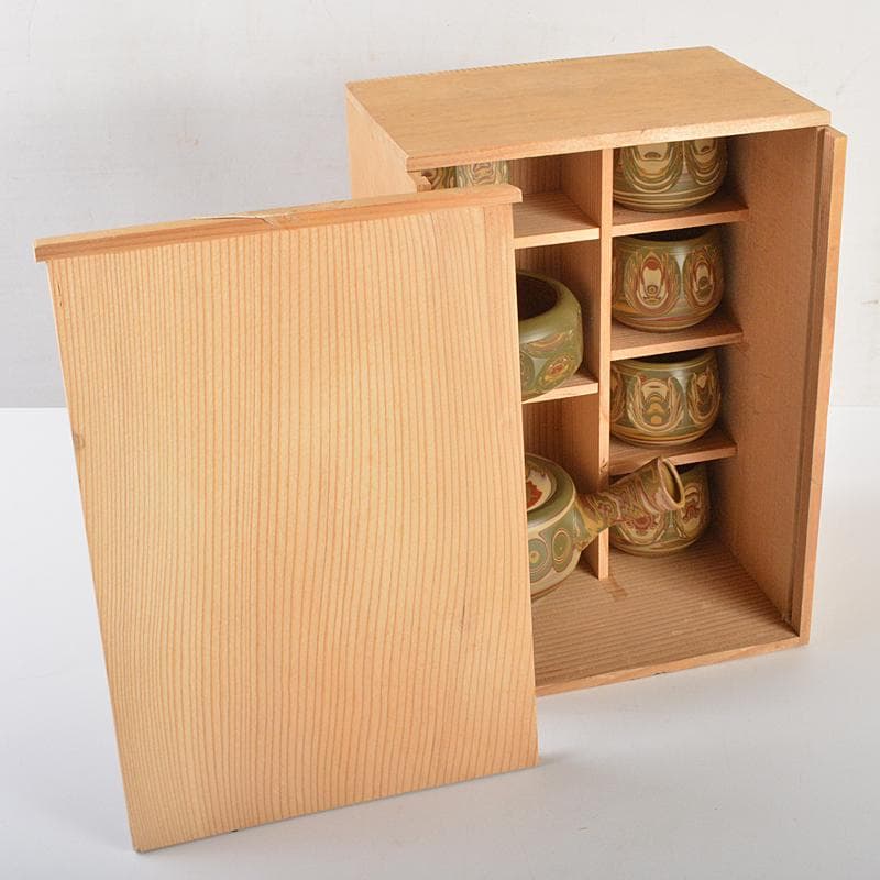 煎茶道具　常滑焼　小西洋平作　練込　茶器揃　共布共箱　D　R7511