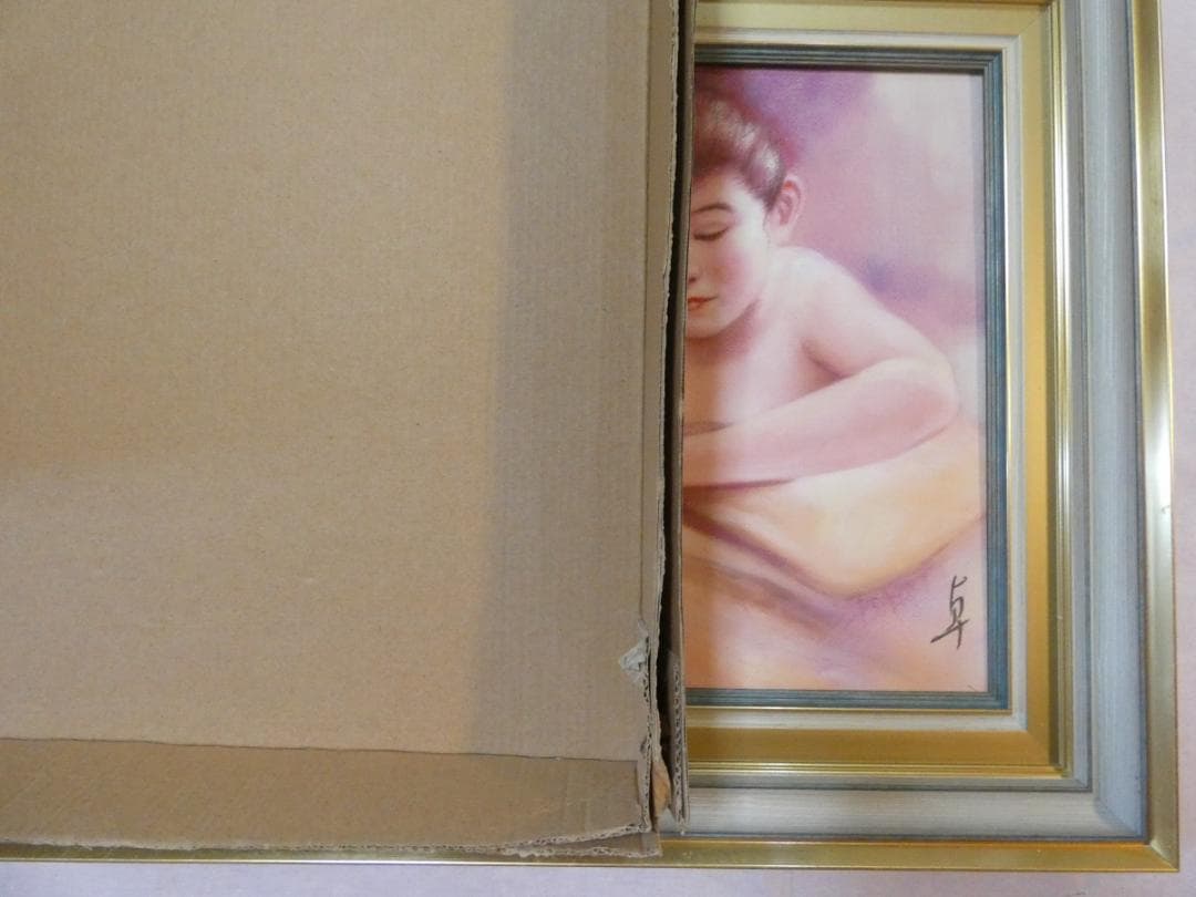 油絵　額付き　高坂卓至　 F6 【　裸婦　】手描き