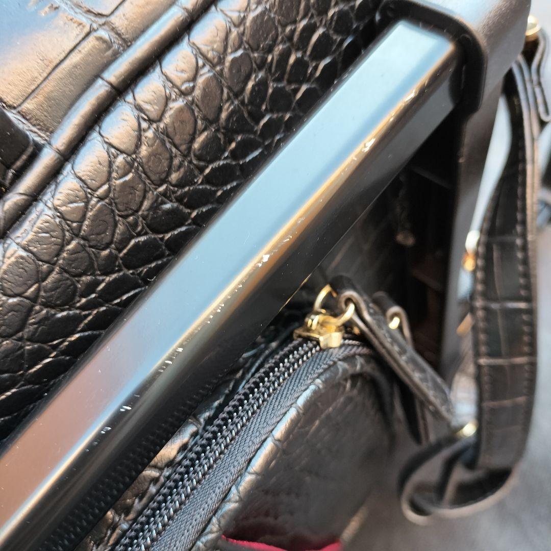 美品 SWANY スワニー クロコ型押し キャリーバッグ ケース 黒 2way