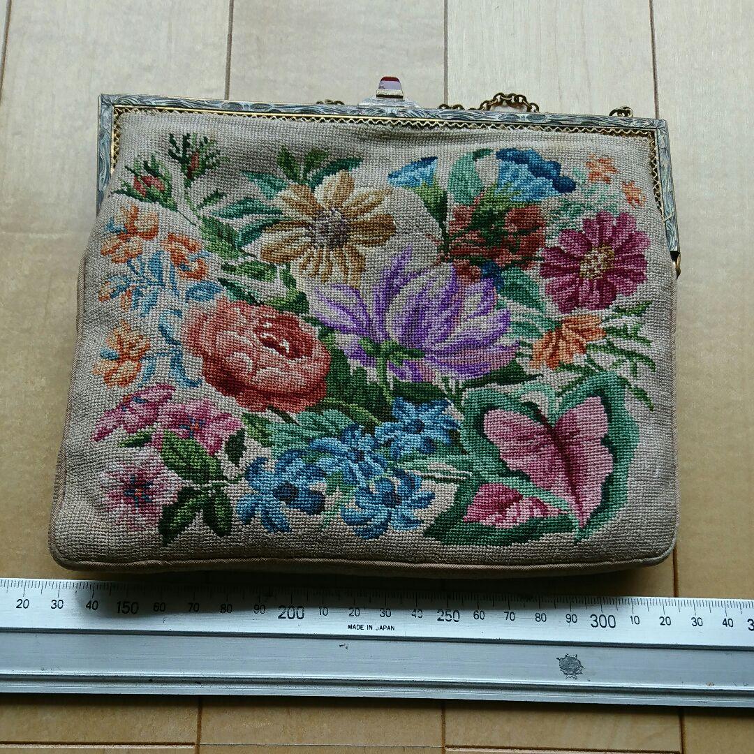 最終価格幸せバッグ、クリーニング済み、クロスステッチ、アンティークバッグ