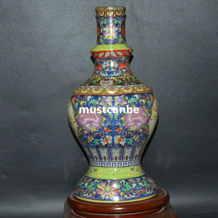 清雍正珐琅彩花鸟文描き金花瓶 景徳鎮 陶磁器 装飾品 現代工芸品 美術品 置物