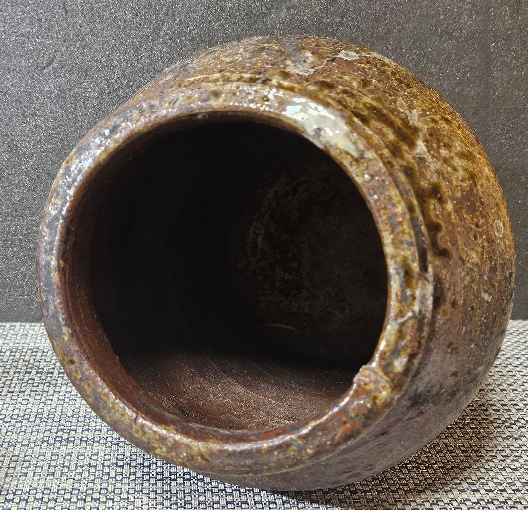 江戸時代　古丹波　自然釉　壺　種壺　花入れ　花生け　茶道具　茶室　高18.1cm
