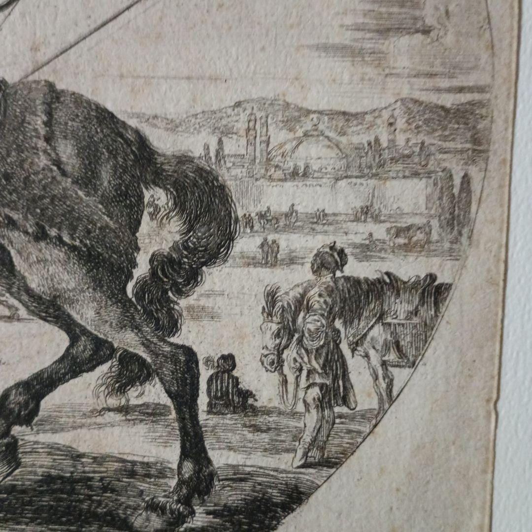 額装品　1640年頃　ステファノ・デラ・ベッラ　騎乗の戦士　稀少作品