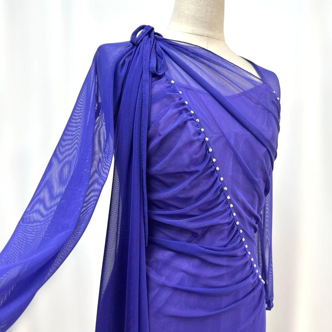 6239★M 紫 スワロフスキー スタンダードドレス 社交ダンス