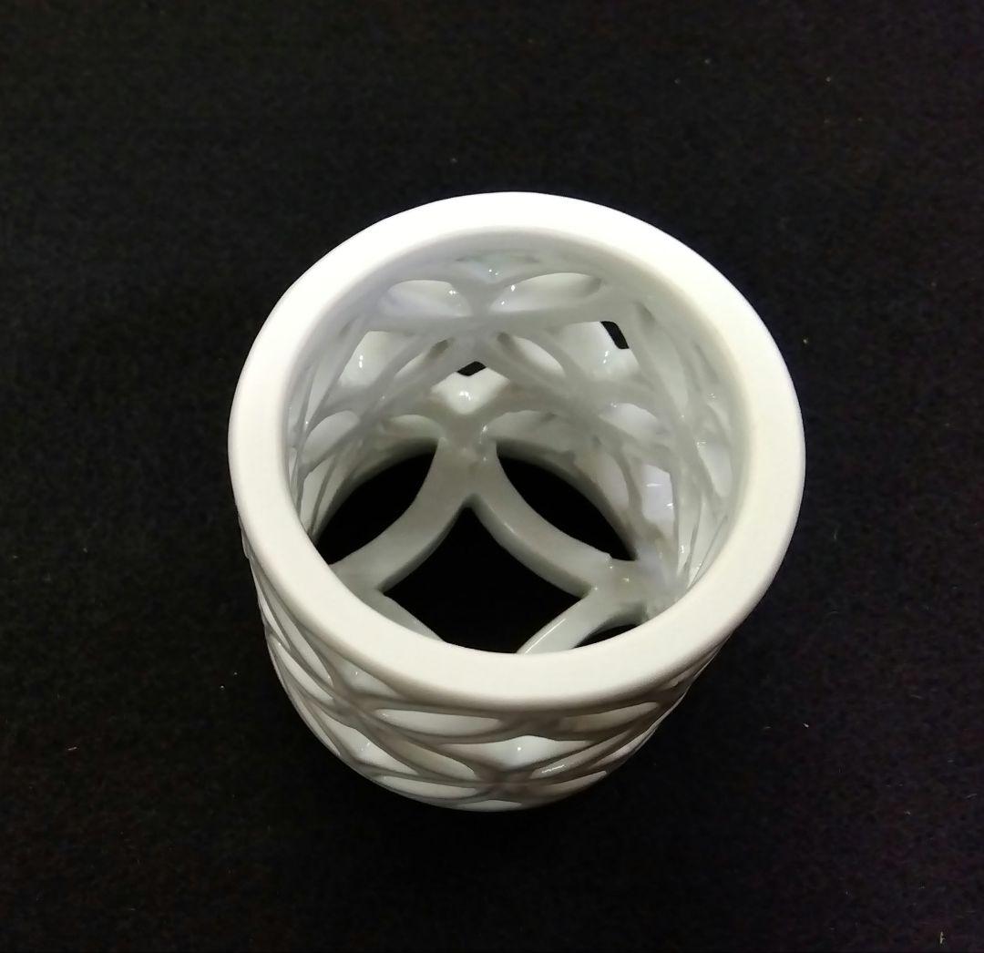 茶道具 蓋置 平戸白磁 七宝透 平戸焼 嘉助窯 横石嘉助 三川内焼