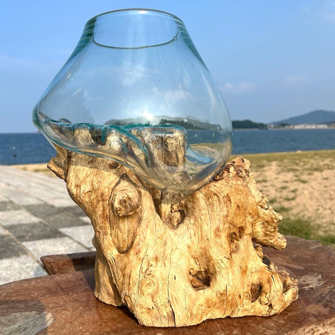 流木ガラスオブジェ特大G 花瓶 金魚鉢 テラリウム フラワーポット 水槽 アート