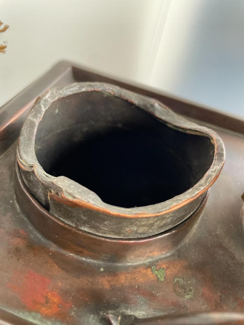 時代物 銅製 籐巻提手 酒燗器 燗銅壷 野燗炉 銅壺 薬燗壷 急須 骨董 古美術