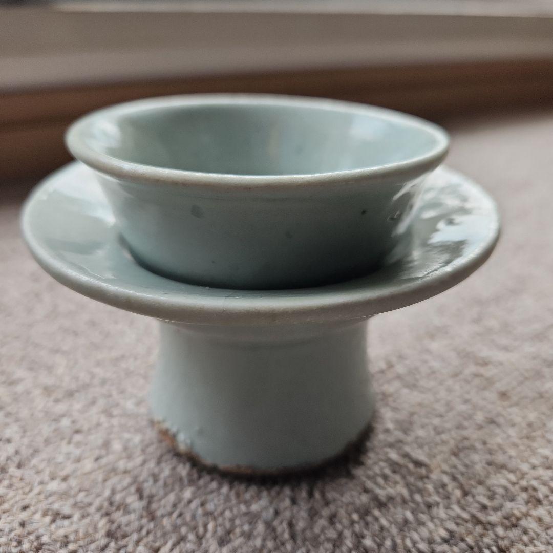 韓国李朝後期白磁椀と台