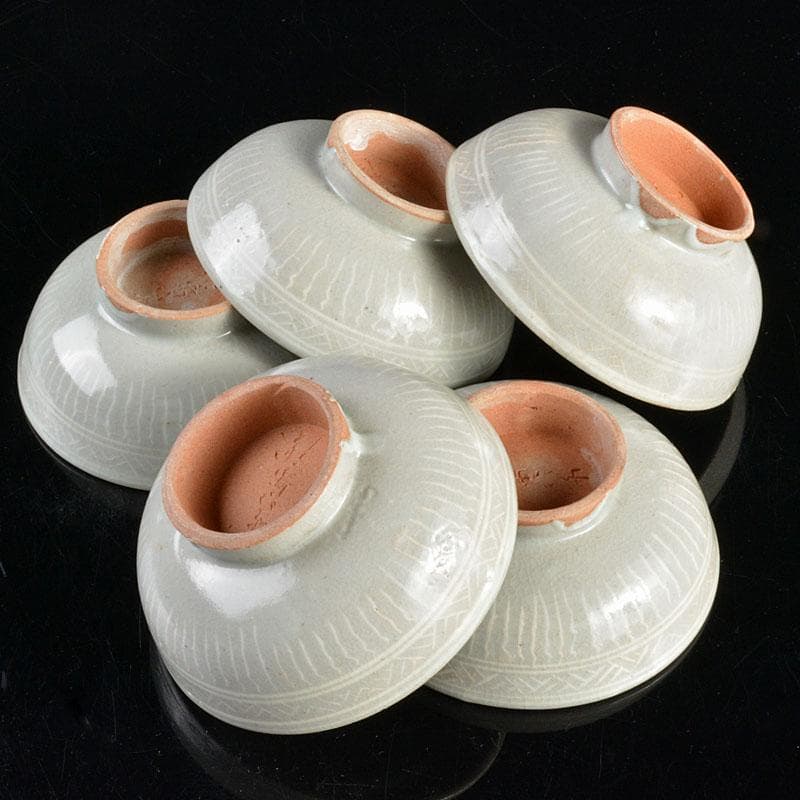 尾張　夜寒焼　中皿　十五客　在銘　時代箱付　V　R4825