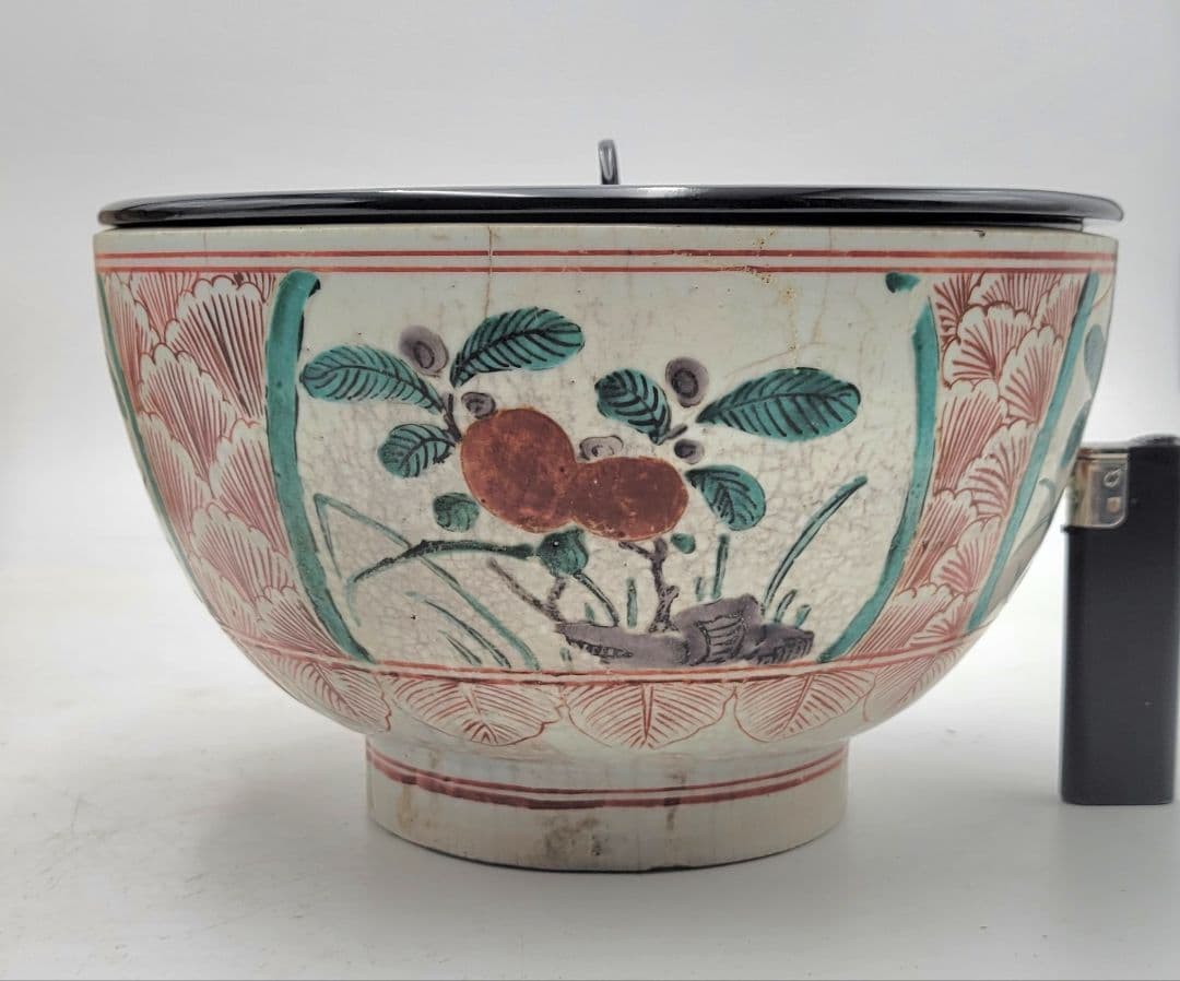 茶道具　時代物　九谷焼　古九谷　五彩手　鉢　水指(見立て)　骨董品、美術品