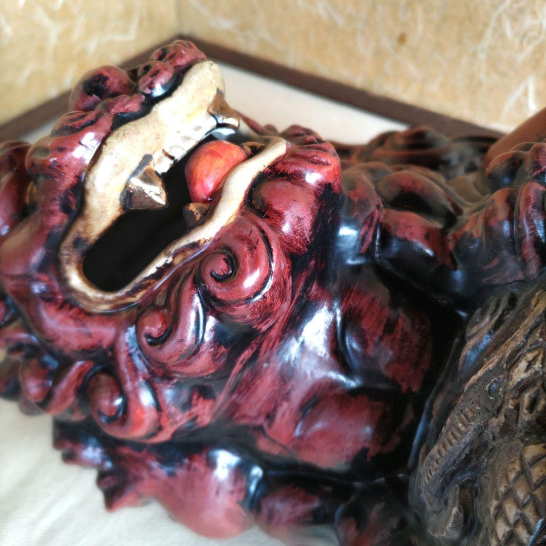 九谷焼　玉獅子置物