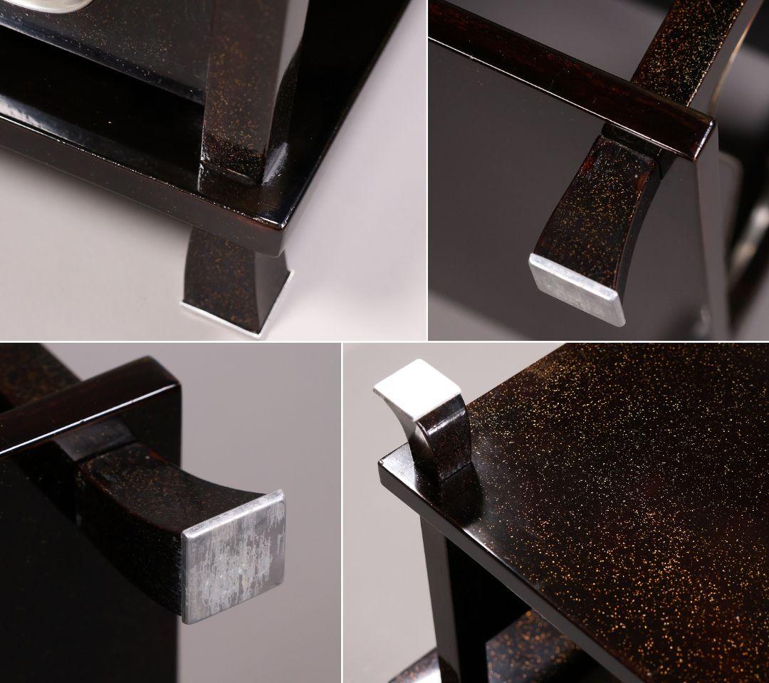 【MA771】蒔絵師 久世宗春 研出山水蒔絵 上手 冠卓 二段卓 共箱 木製