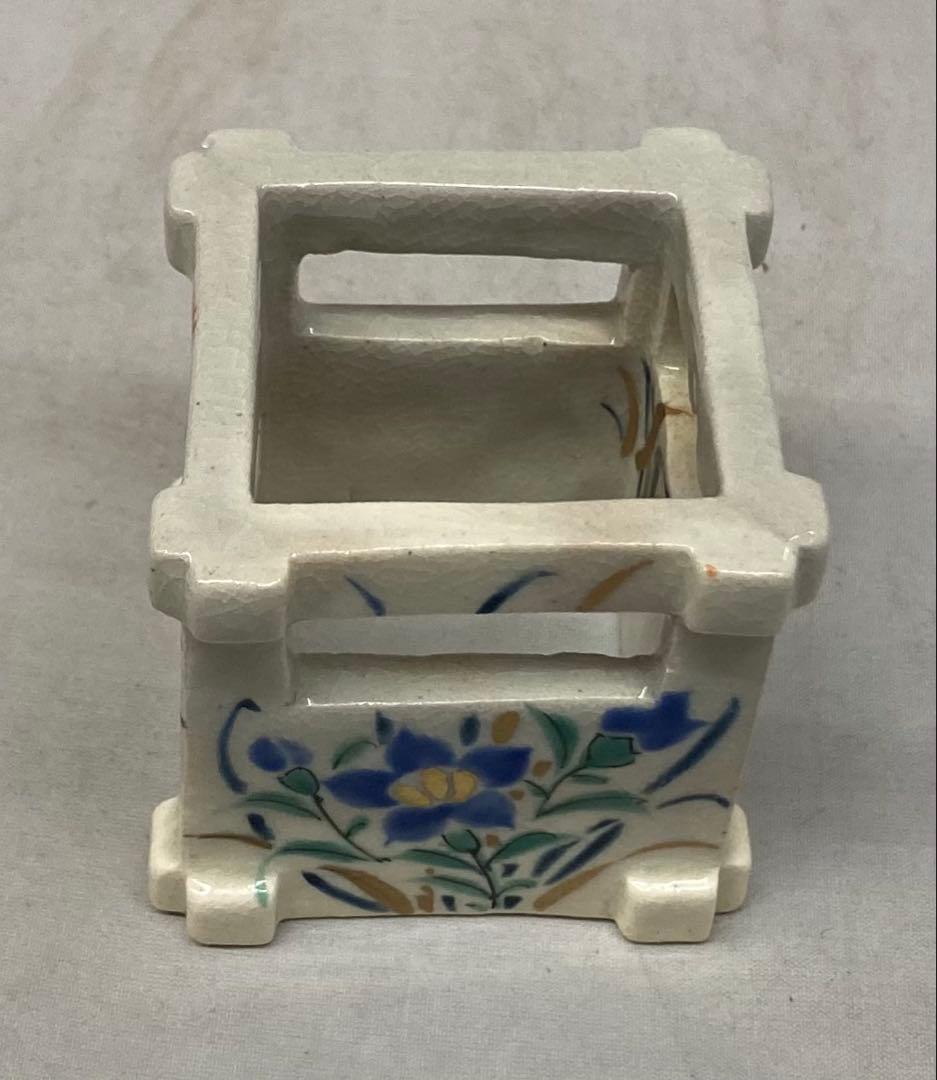 B534b「秋草図 井戸蓋置」宮川香雲作　竜谷　共布共箱