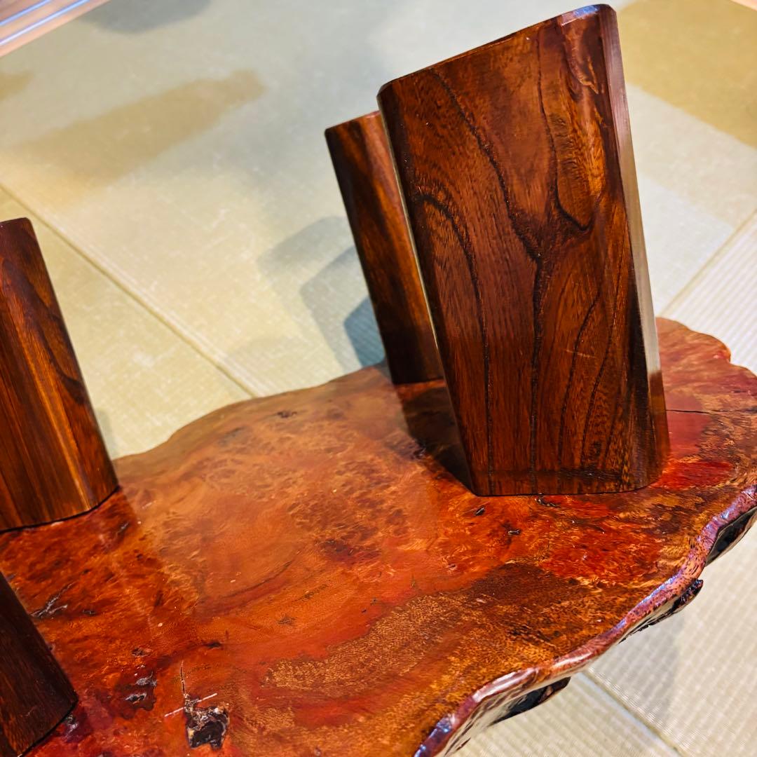 花梨 一枚板 天然木 花台 テーブル ローテーブル 瘤 座卓　飾り台