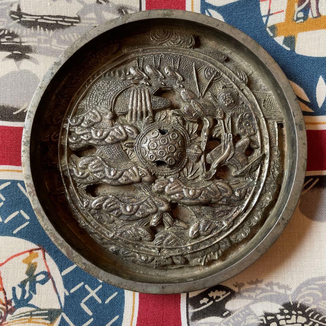 青銅鏡　鶴　亀　松