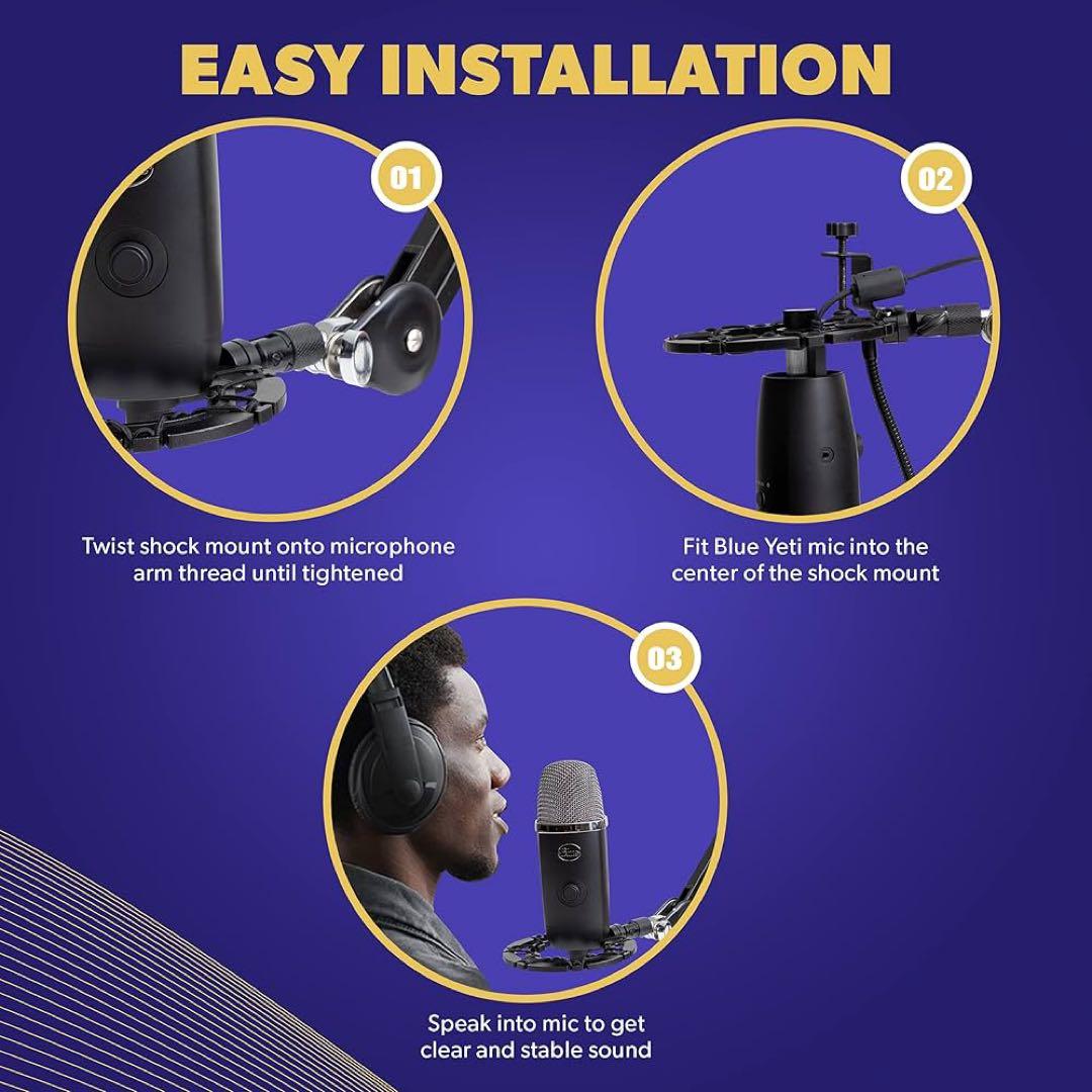 ショックマウント マイク用 ブラック　アルミ