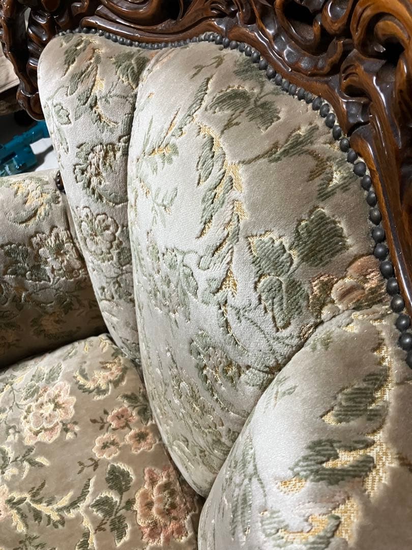 新年SALE～1/5迄☆ロココ調☆アンティークソファ☆どっしり重厚感
